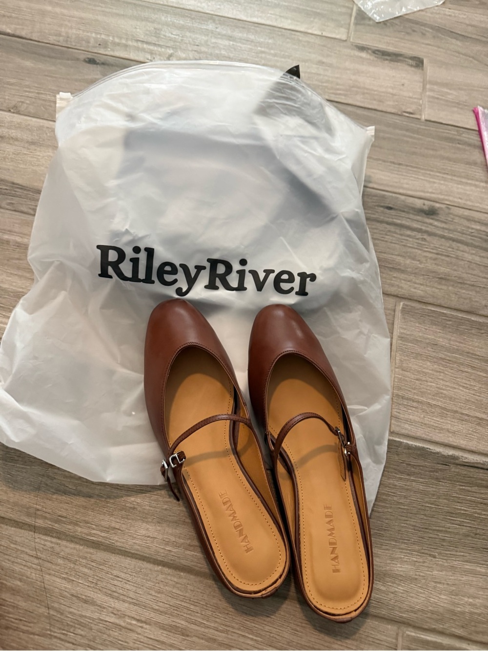 Women's Brown Leather Mary Jane Slingback Flats